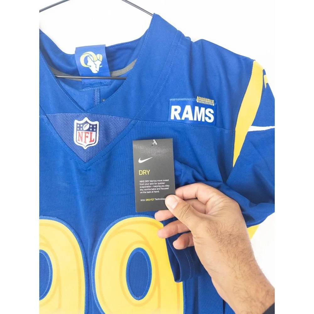 NWT Nike‎ x Rams NFL Jersey #99 Donald M Blue Yellow Short Sleeve On Field